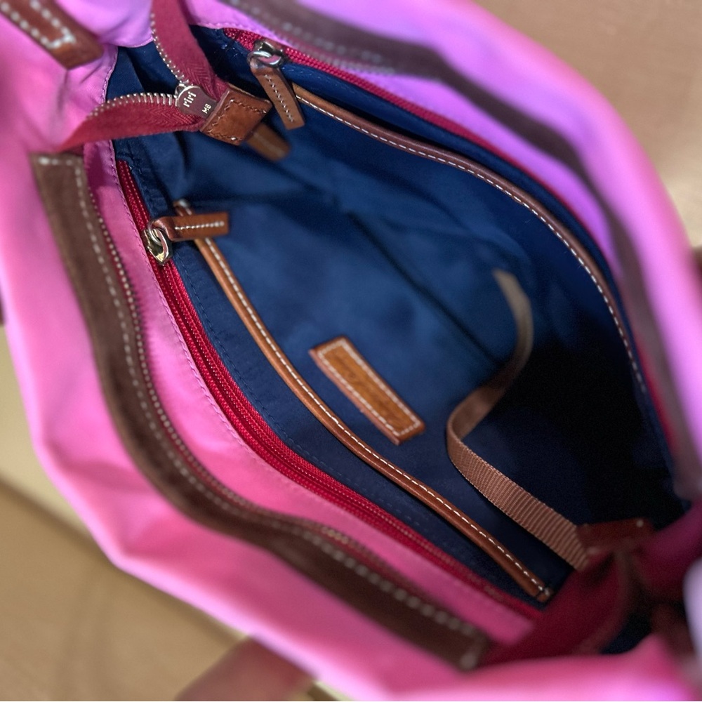 Dooney & Bourke Pink Nylon Bag Purse with Leather Handles and Crossbody Strap - Picture 6 of 15